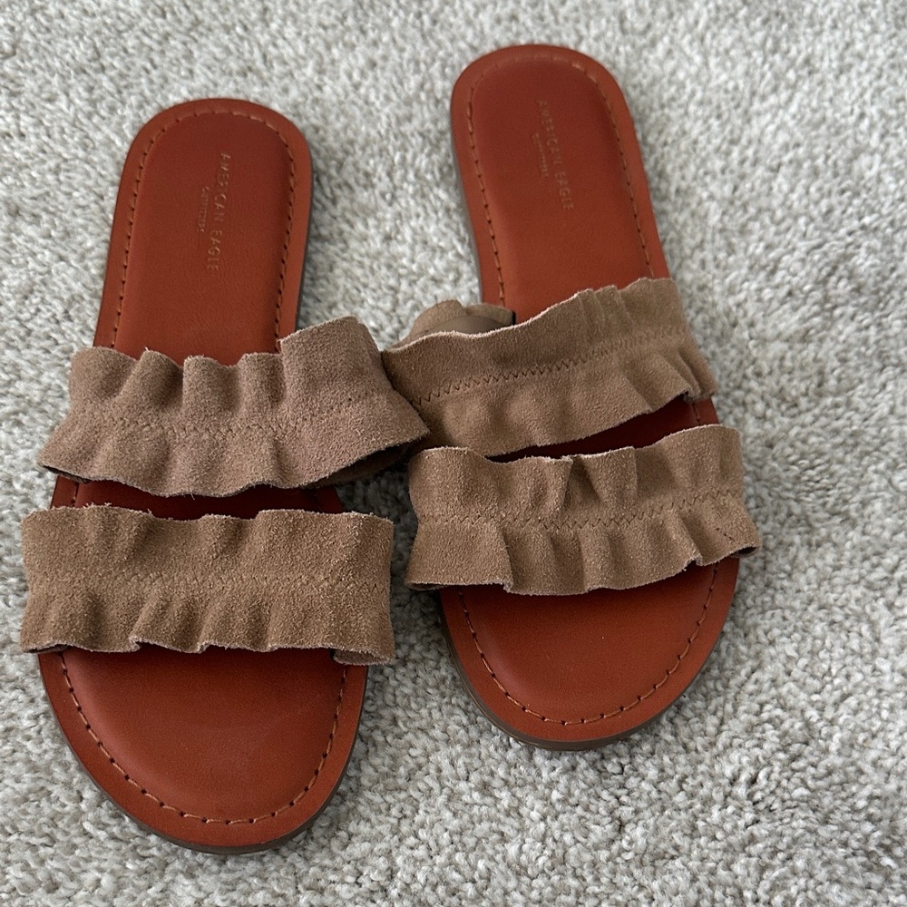 American Eagle Outfitters Brown Ruffle Sandals